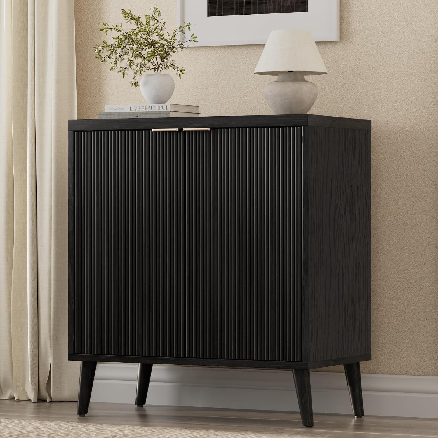 Commercial Kitchen Tables - Fluted Buffet Cabinet With Storage Modern