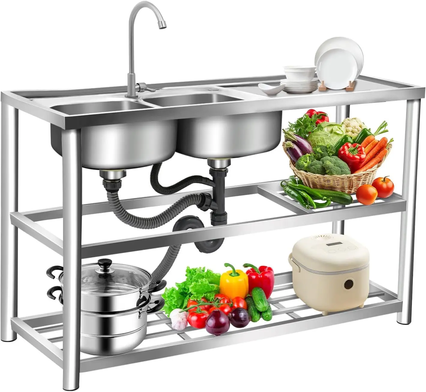 3 Tiers Freestanding Stainless - Commercial Kitchen Set recension och pris