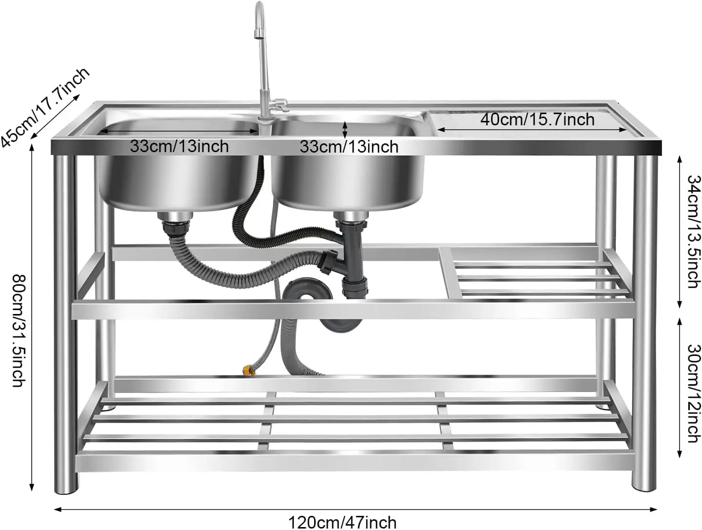 3 Tiers Freestanding Stainless - Commercial Kitchen Set recension och pris