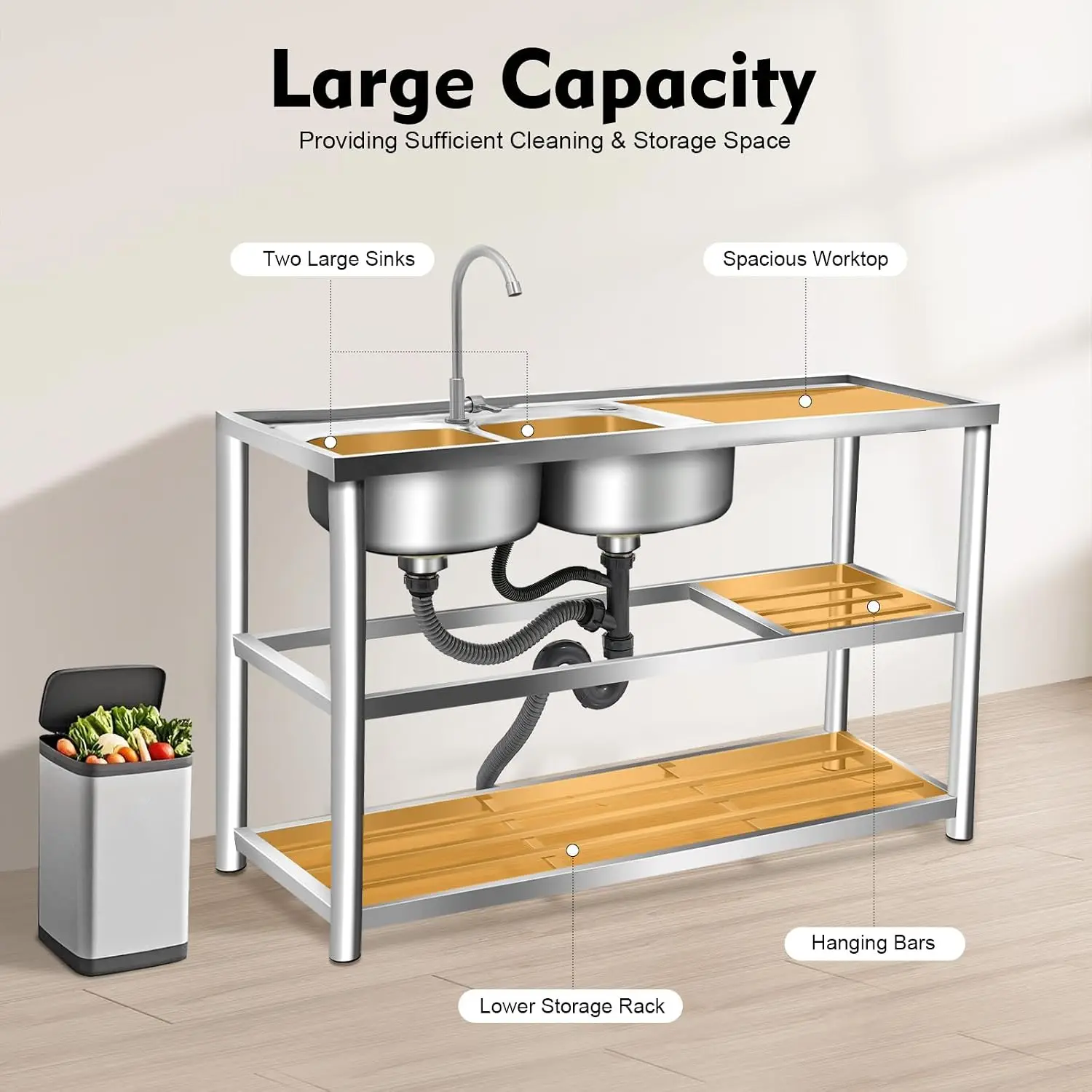 3 Tiers Freestanding Stainless - Commercial Kitchen Set recension och pris