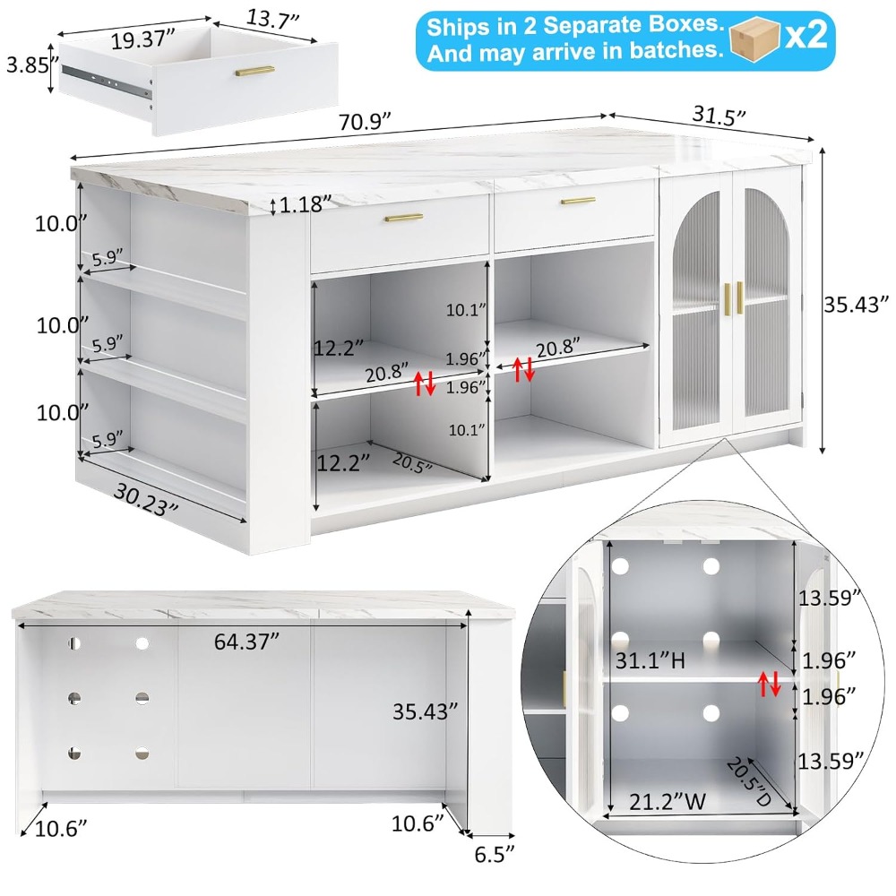 71' Large Kitchen Island with  - Commercial Kitchen Tables recension och pris
