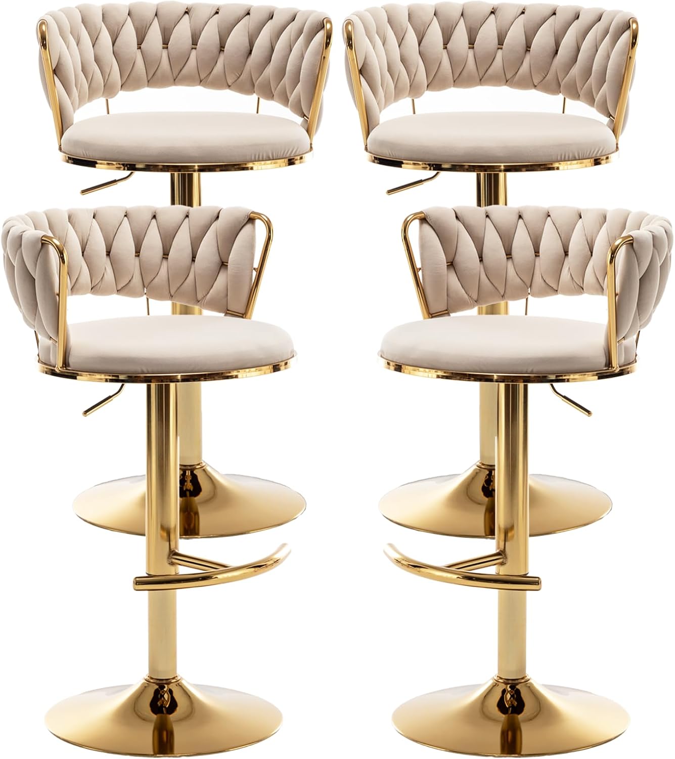 Beige Velvet Bar Stools Set of - Commercial Kitchen Set recension och pris