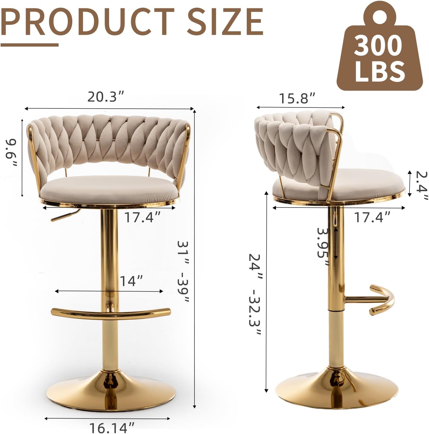 Beige Velvet Bar Stools Set of - Commercial Kitchen Set recension och pris